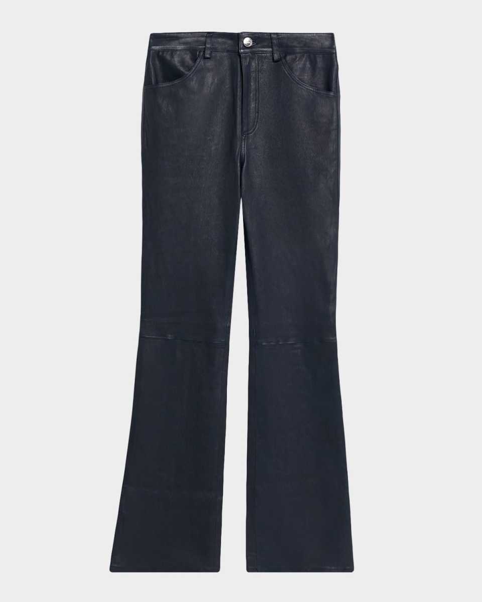 Leather Five-Pocket Micro Flare Pants